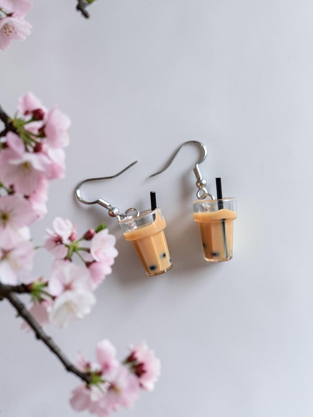 Bubble Tea Milk Tea Cup Earrings Miniature Boba Dangle Jewelry Cute Novelty Gift